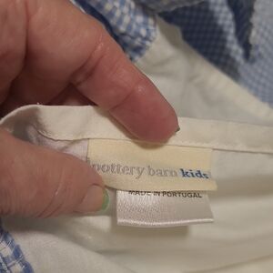 Pottery Barn Kids Blue and White Gingham Full Bed Skirt W/13" Ruffle